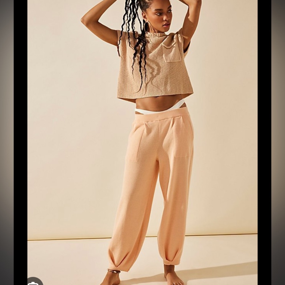 Free People Tan and Cream Sweater